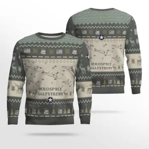 Gulfstream Aerospace Aircraft Ugly Sweater, Ugly Sweater Christmas Shirt for Men Dad Veteran