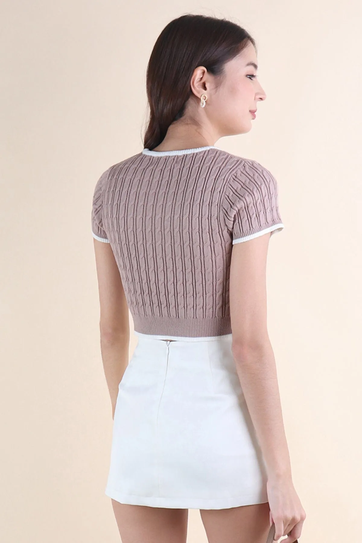 HERALD SLEEVED KNIT TOP IN MOCHA