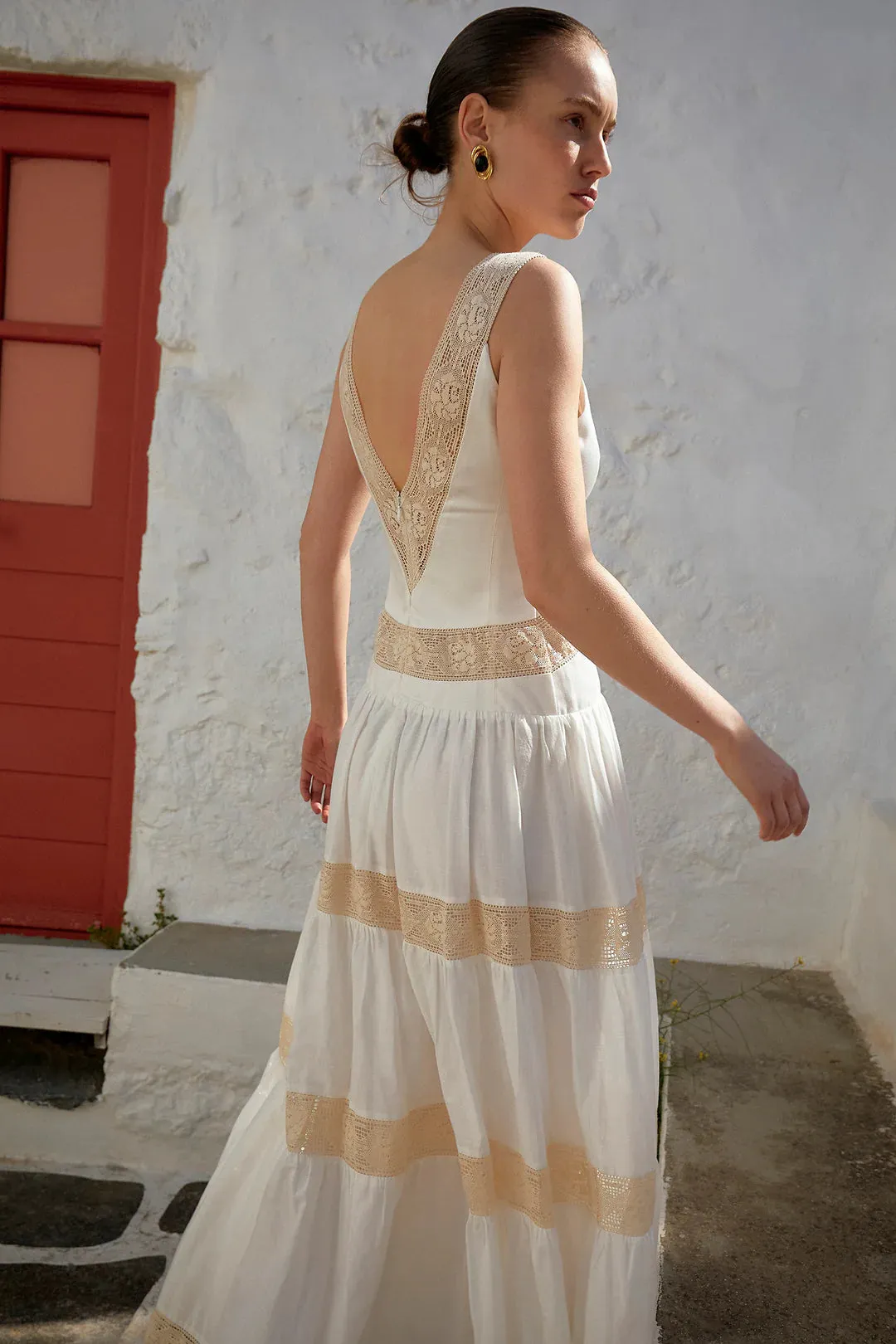 Herron Dress | Ivory & Beige | Organic Cotton