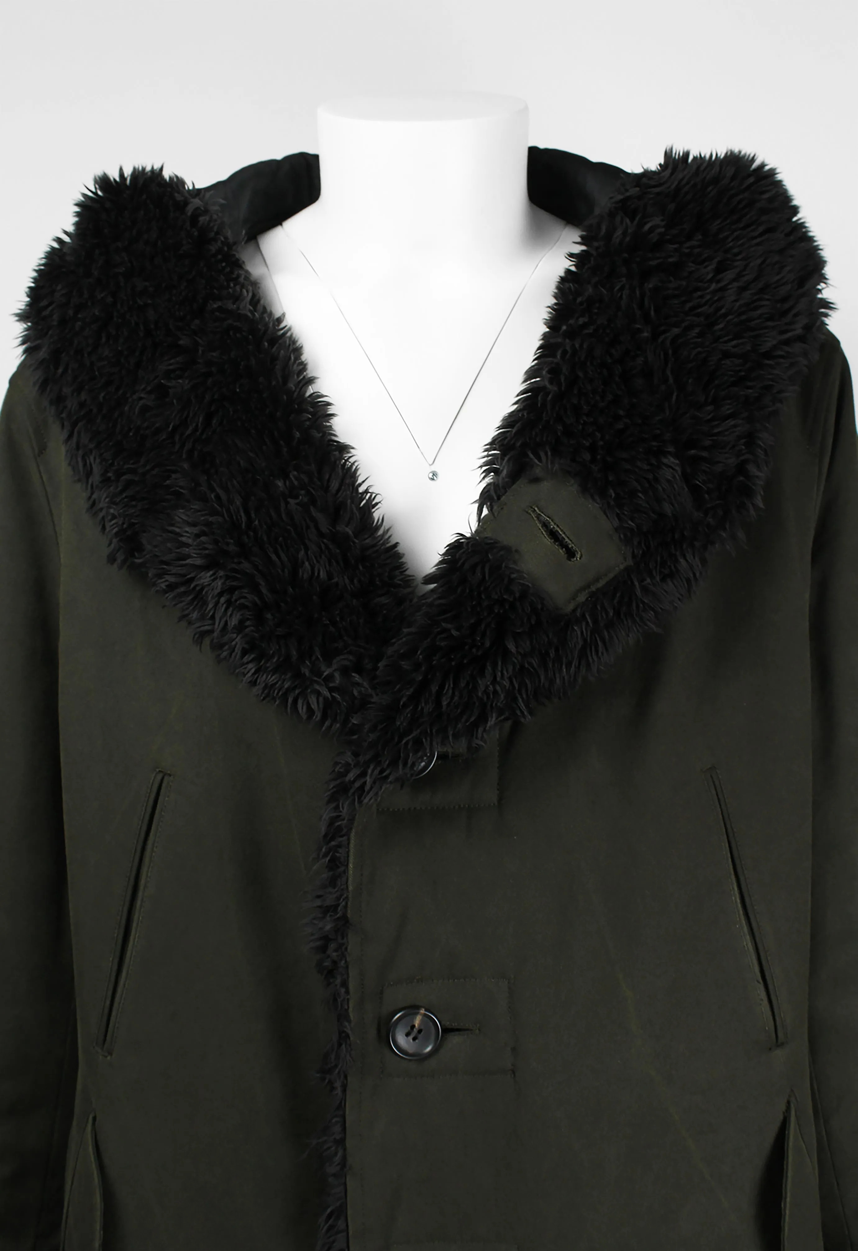 ISSEY MIYAKE MEN FW 2003 FUR TRIM HOODED COAT