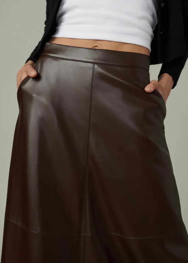 Joe's Jeans - The Tavi Leather Skirt-Coffee Bean