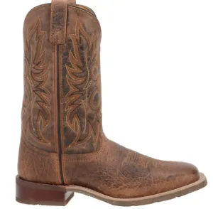 JUSTIN MEN'S DUSKY BROWN CANTER COWHIDE LEATHER WESTERN BOOTS - BROAD SQUARE TOE