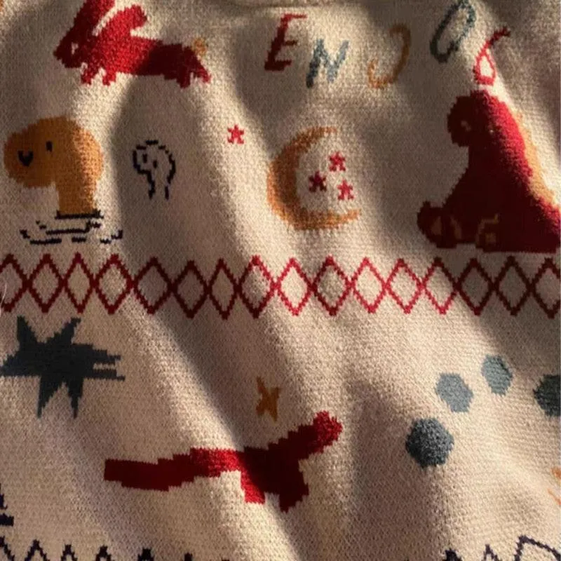 Kawaii Cartoon Bunny Dino Sweater
