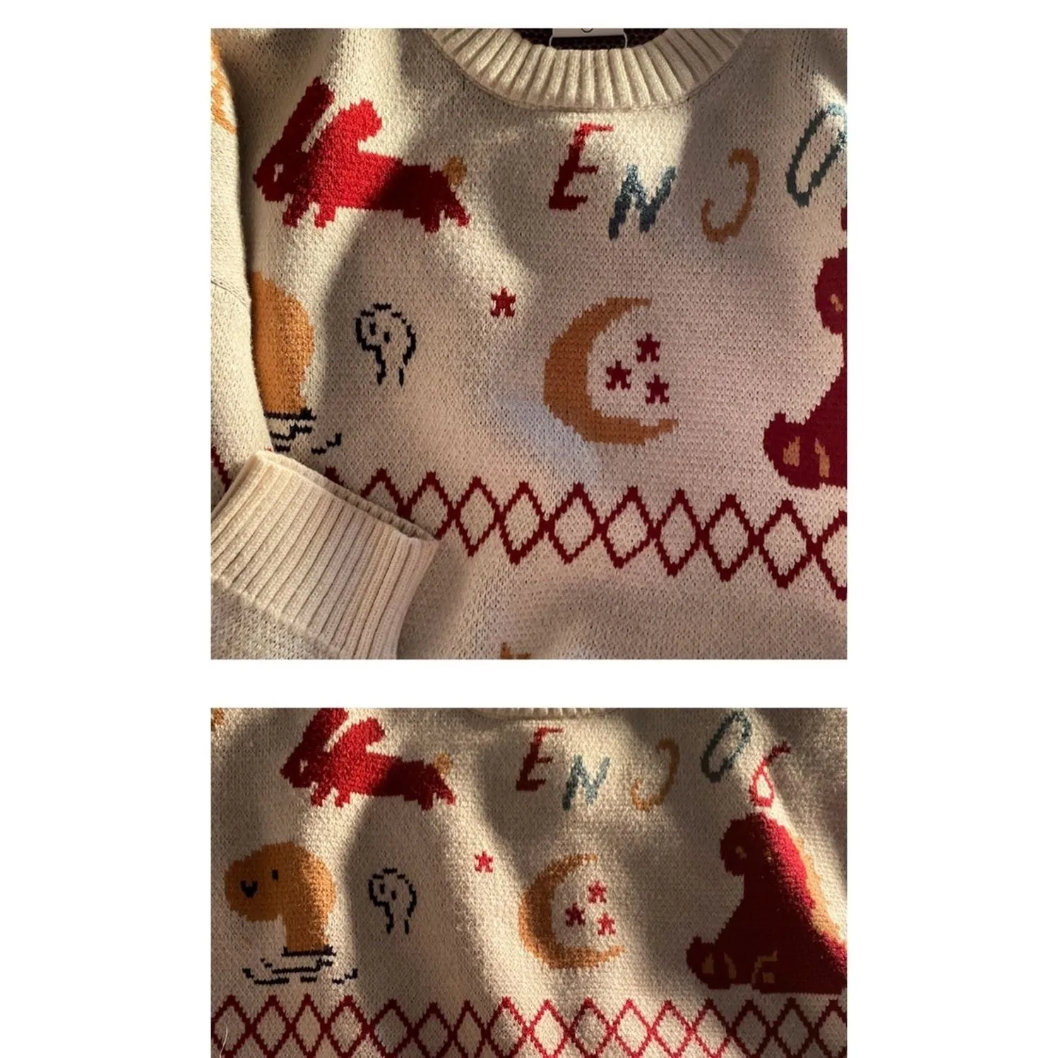 Kawaii Cartoon Bunny Dino Sweater