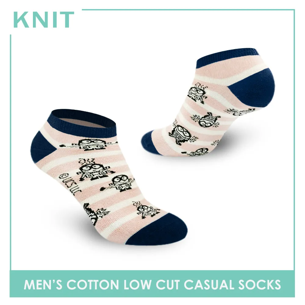 Knit Men's Minions Fashion Printed Cotton Light Performance Low Cut Socks 1 pair KMMH9403