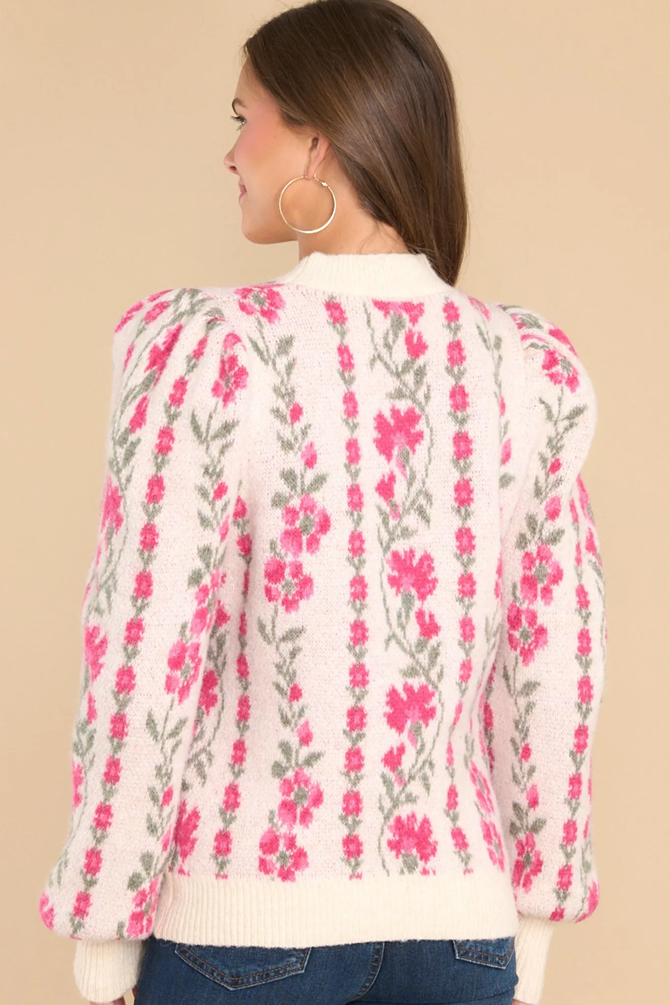 Let Your Light Shine Ivory Floral Sweater