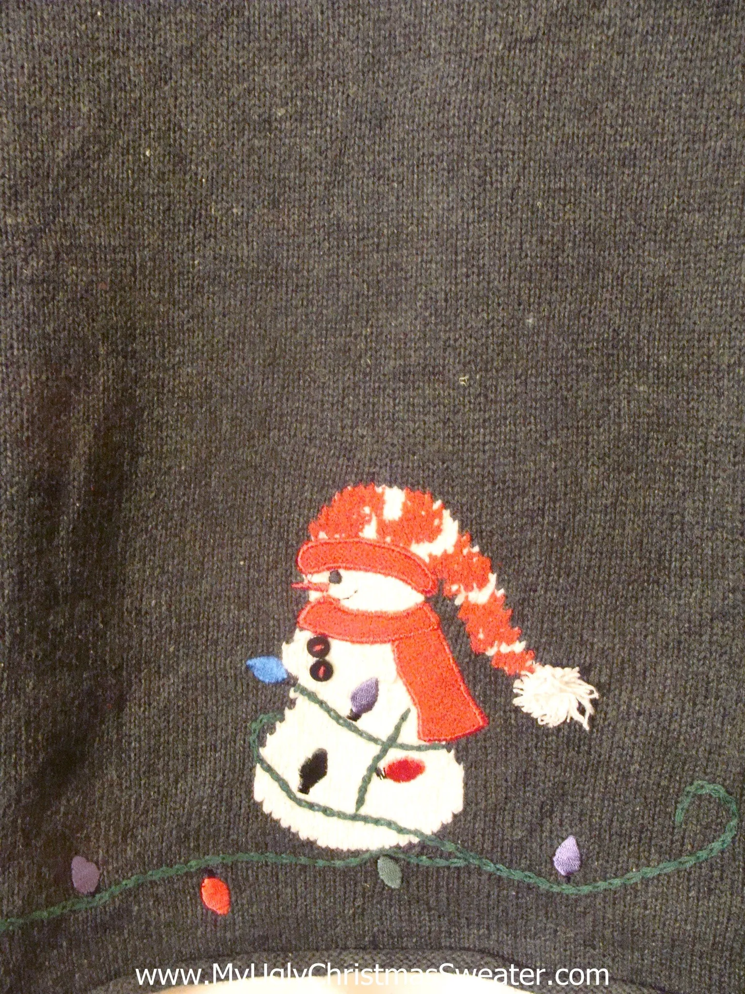 Light Up Ugly Xmas Sweater Snowmen Decorating a Tree 2sided