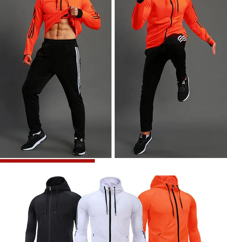 Long Sleeve Hooded Jacket Soccer Hoodie Running Jacket Adult Sports Training suit Sport Suit Autumn Winter Men Football Tracksuits