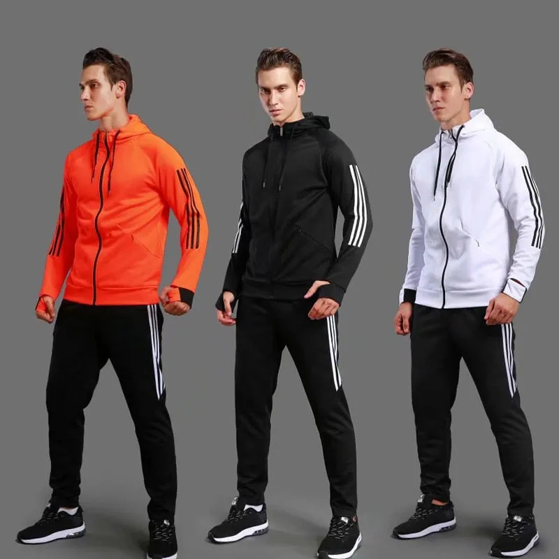 Long Sleeve Hooded Jacket Soccer Hoodie Running Jacket Adult Sports Training suit Sport Suit Autumn Winter Men Football Tracksuits
