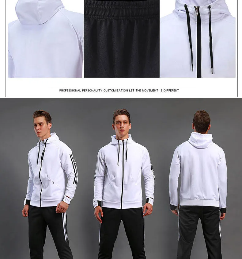 Long Sleeve Hooded Jacket Soccer Hoodie Running Jacket Adult Sports Training suit Sport Suit Autumn Winter Men Football Tracksuits
