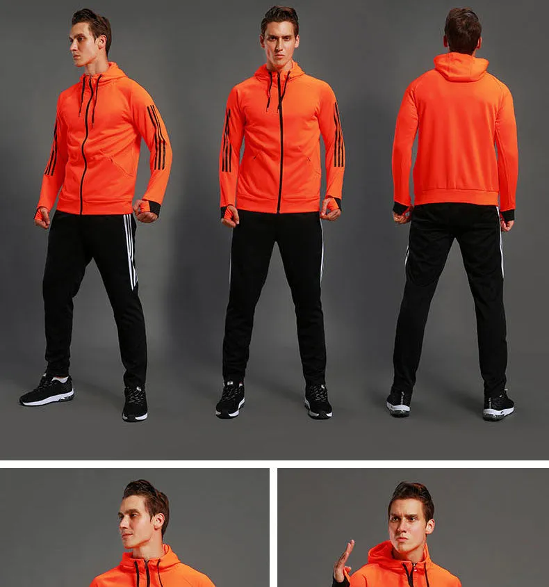 Long Sleeve Hooded Jacket Soccer Hoodie Running Jacket Adult Sports Training suit Sport Suit Autumn Winter Men Football Tracksuits