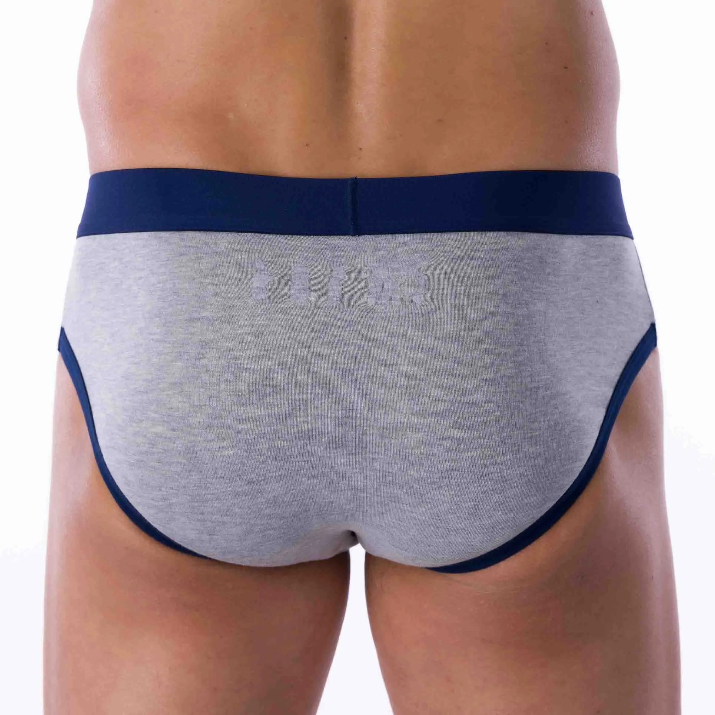 Lot de 2 Slips Taille Basse en Coton Stretch BIO Marine et Gris Chiné C173.2