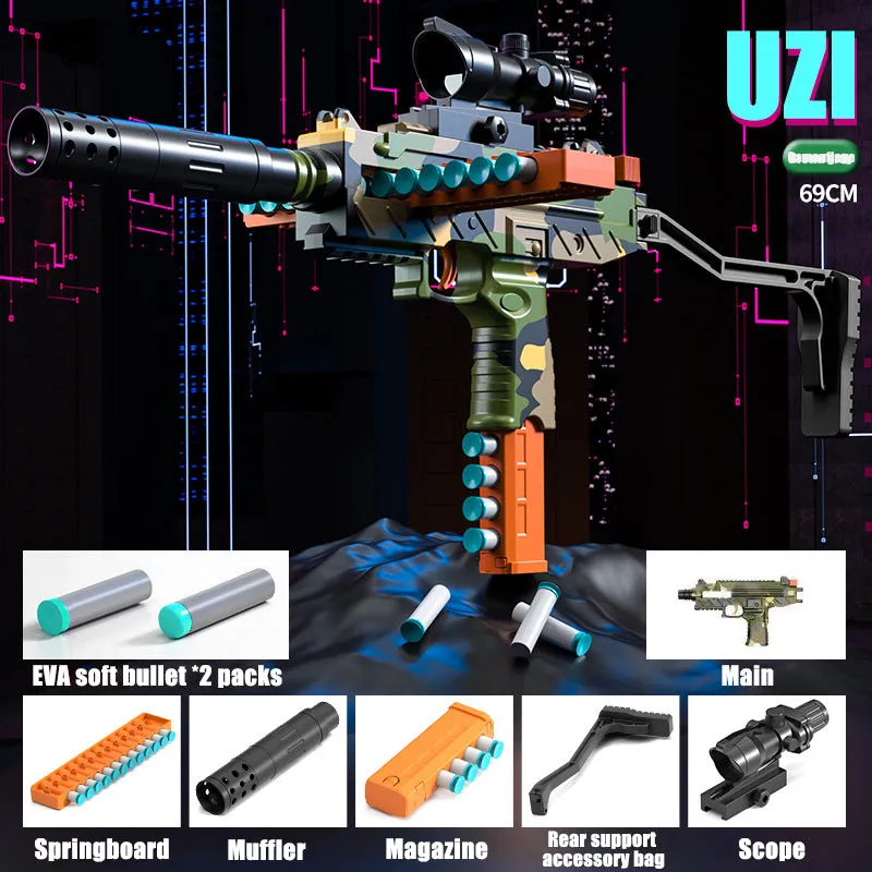 Manual bolt soft bullet gun MP9 toy submachine gun