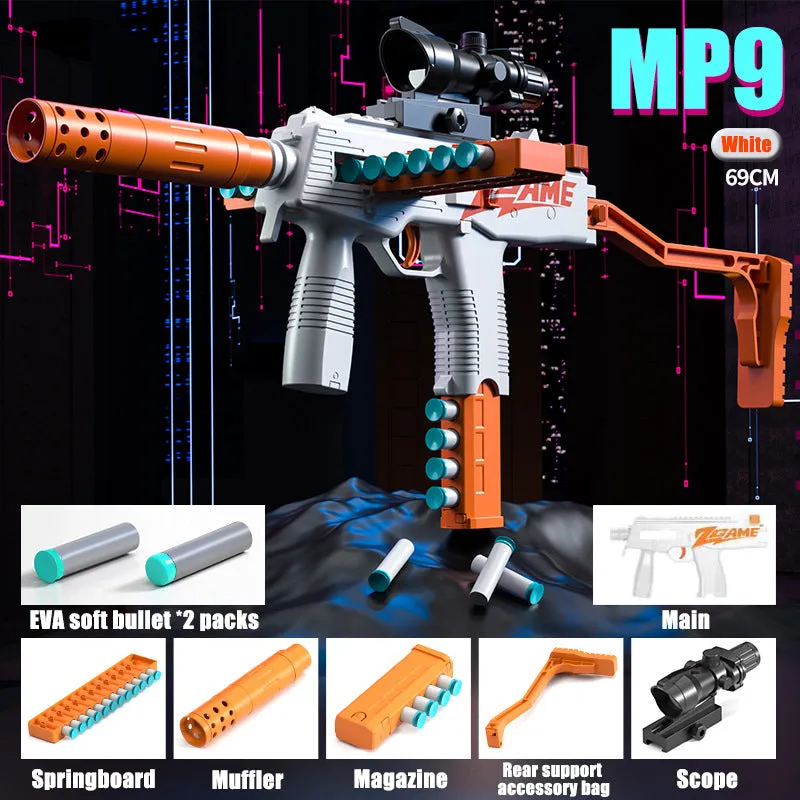 Manual bolt soft bullet gun MP9 toy submachine gun