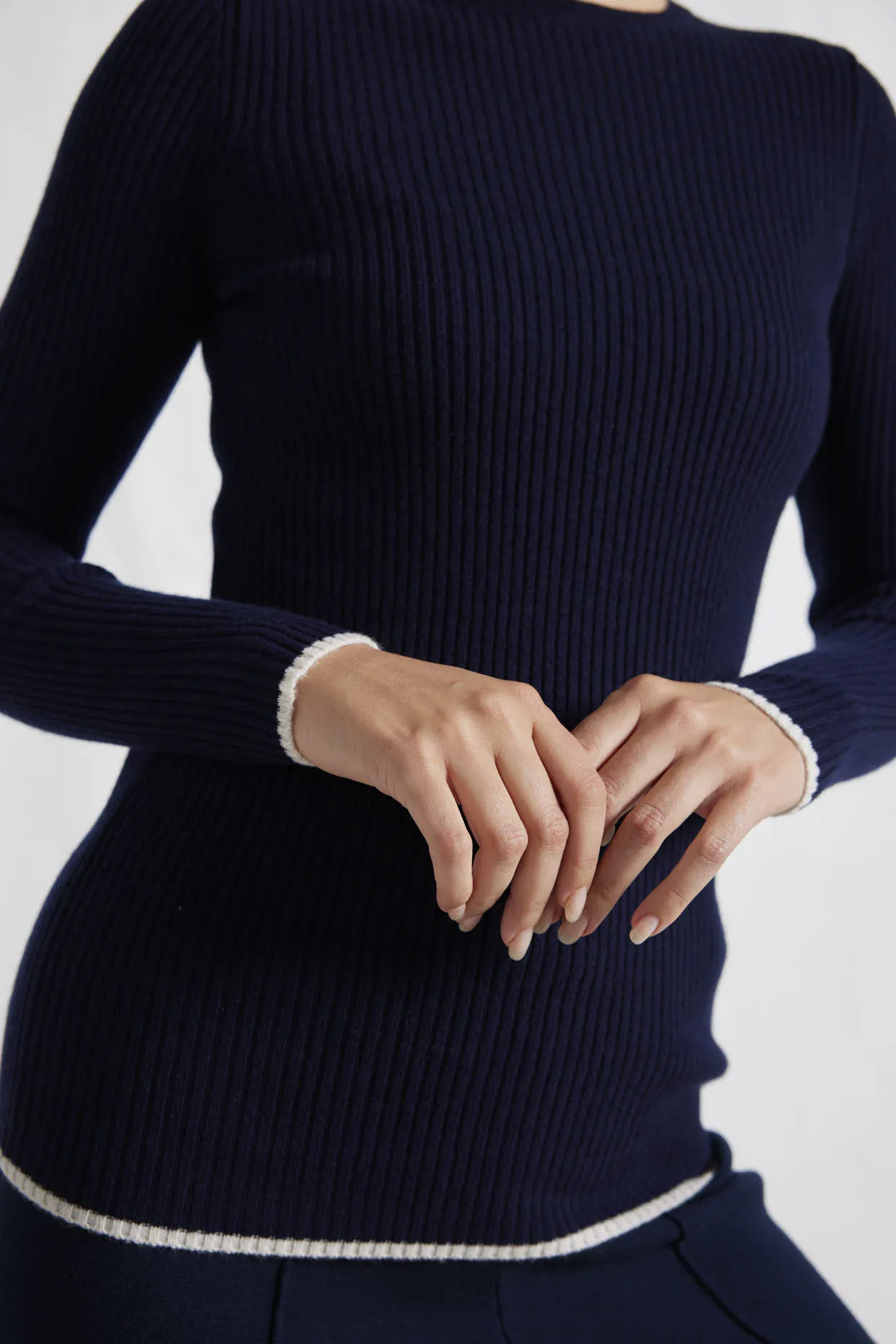 Marley Merino Top in Navy
