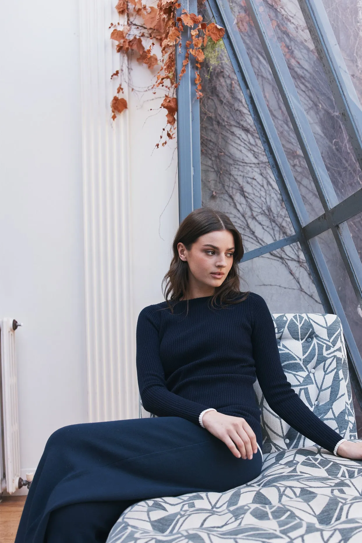 Marley Merino Top in Navy
