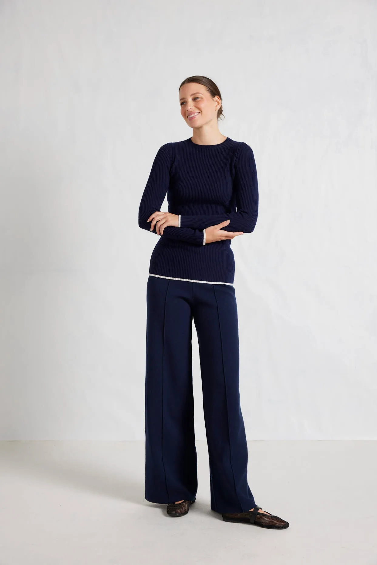 Marley Merino Top in Navy