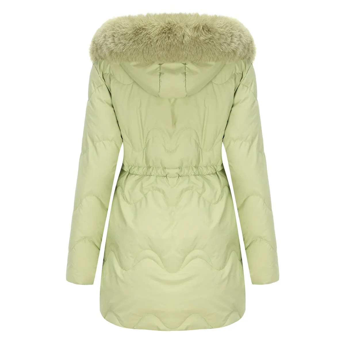 Mid Length Fur Trim Hood Coat