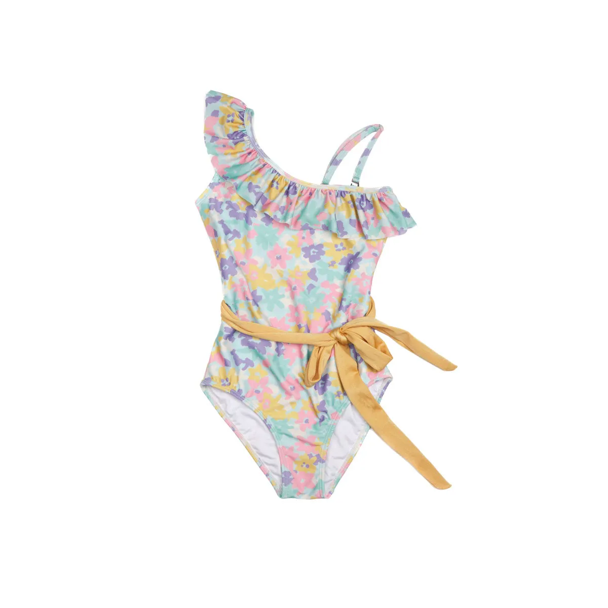 One Shoulder Ruffle One Piece