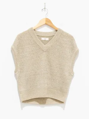 Organic Hemp Ribbed Sleeveless Knit - Beige Mix