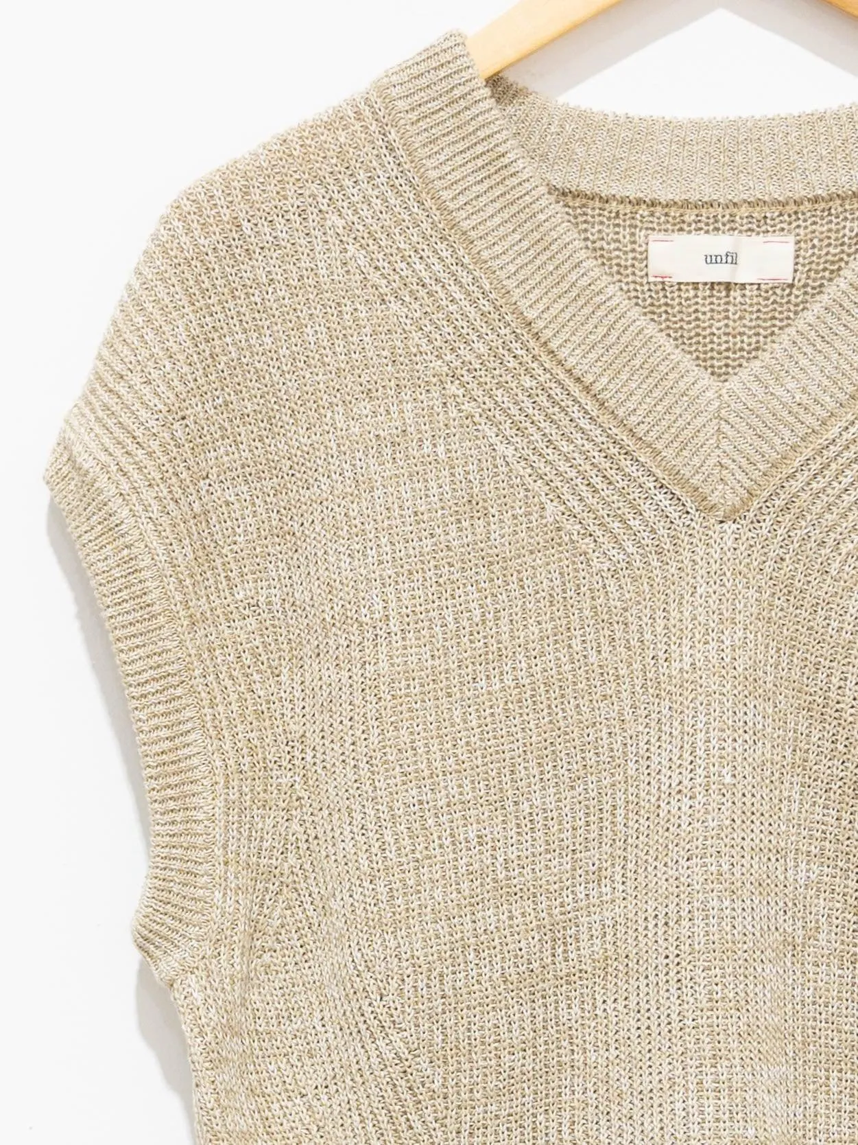 Organic Hemp Ribbed Sleeveless Knit - Beige Mix