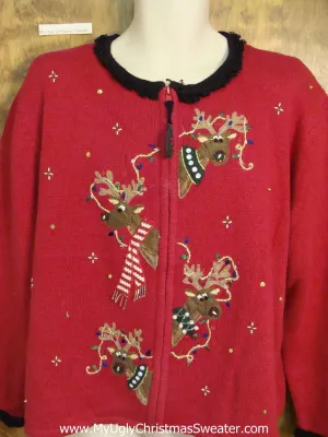 Peeking Reindeer Cheap Ugly Christmas Sweater