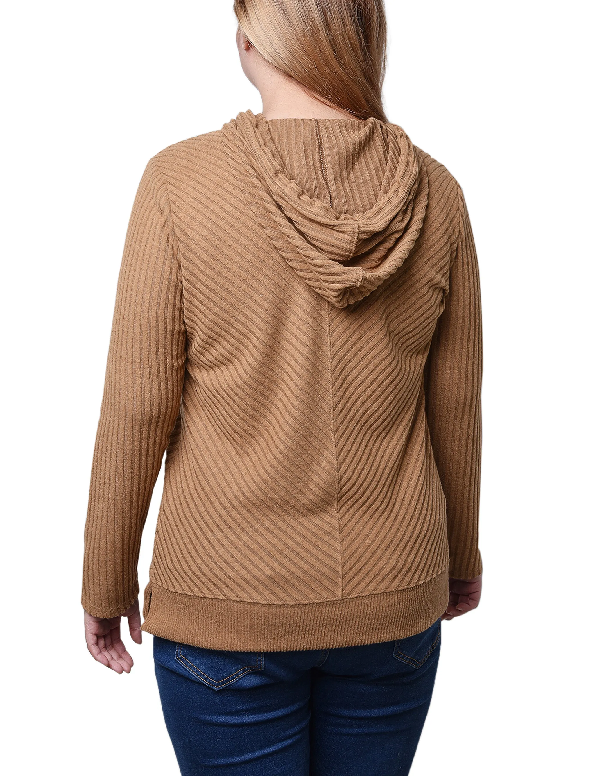 Petite Ribbed Long Sleeve Hoodie