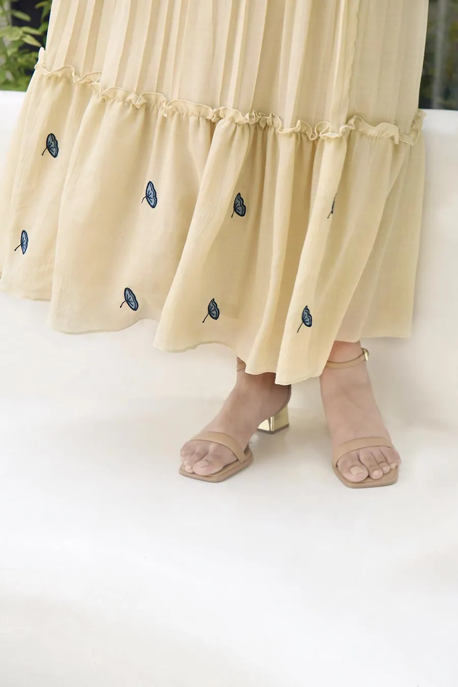 Porcelain Hand Embroidered Silk Dress