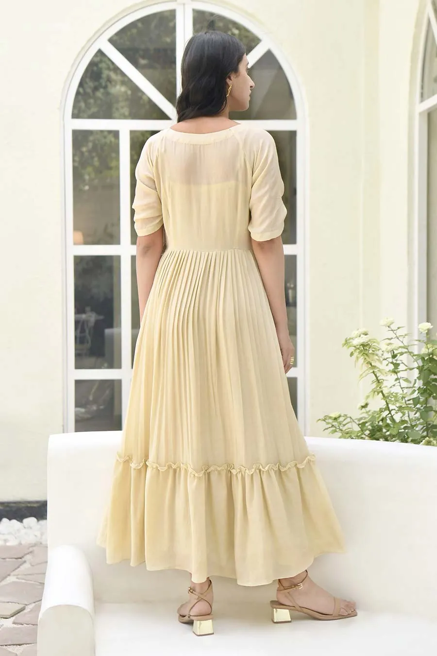 Porcelain Hand Embroidered Silk Dress