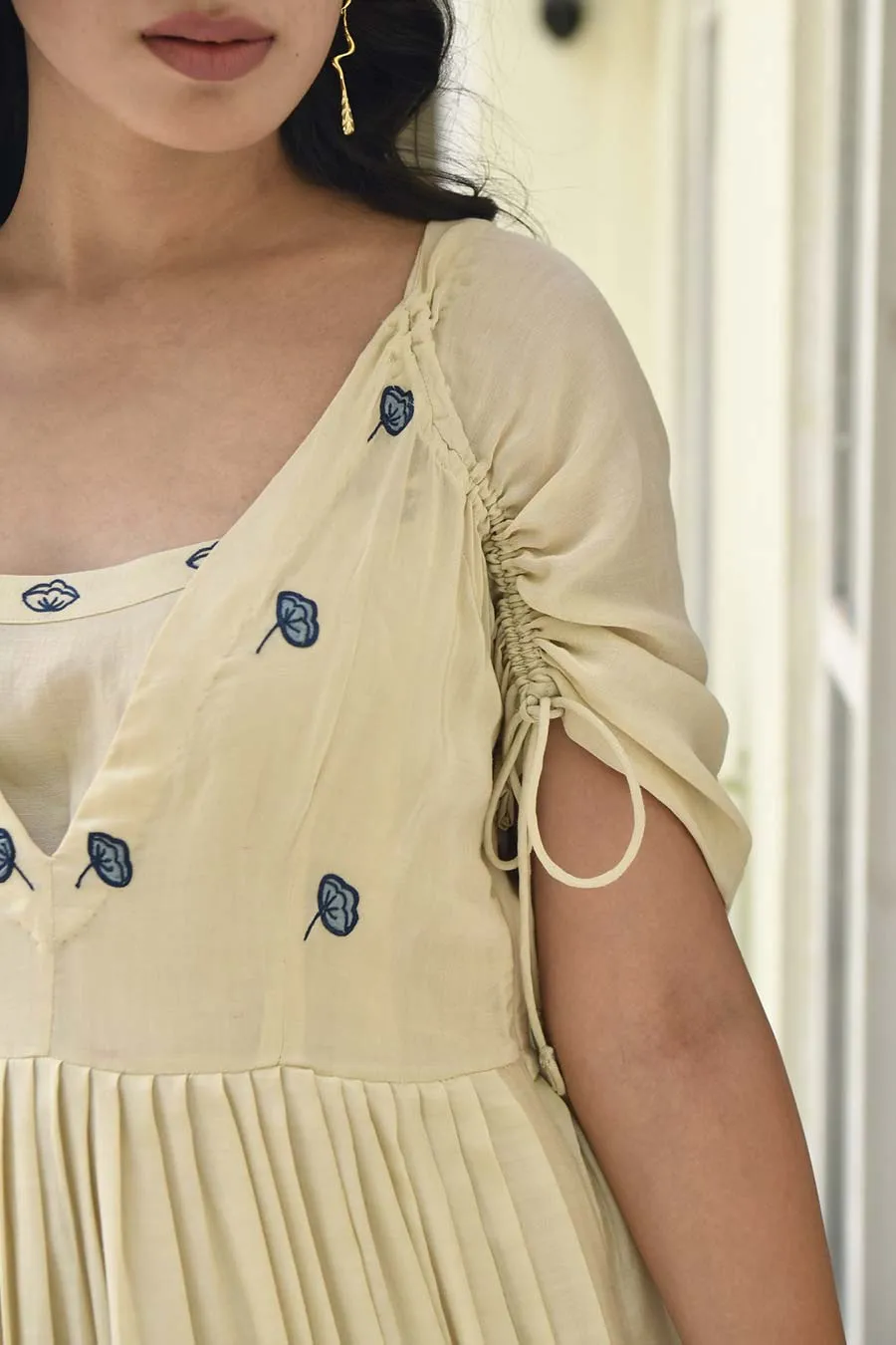 Porcelain Hand Embroidered Silk Dress