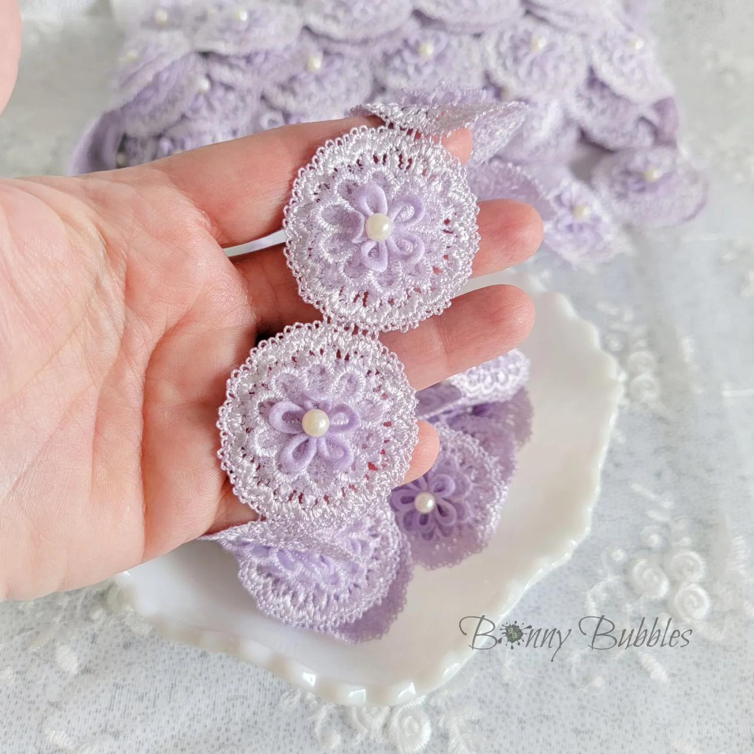 Purple Trim - by the Yard, 3D Flowers