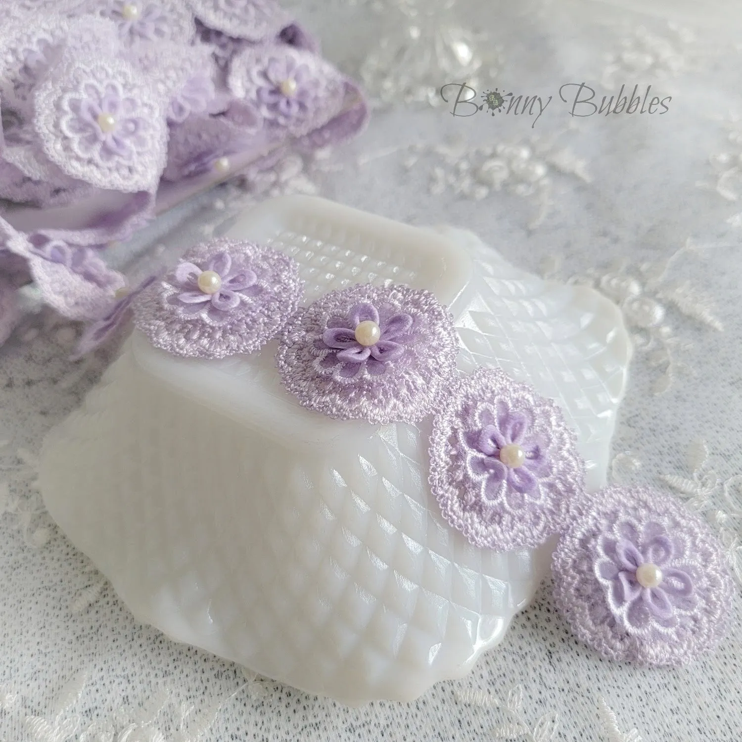 Purple Trim - by the Yard, 3D Flowers