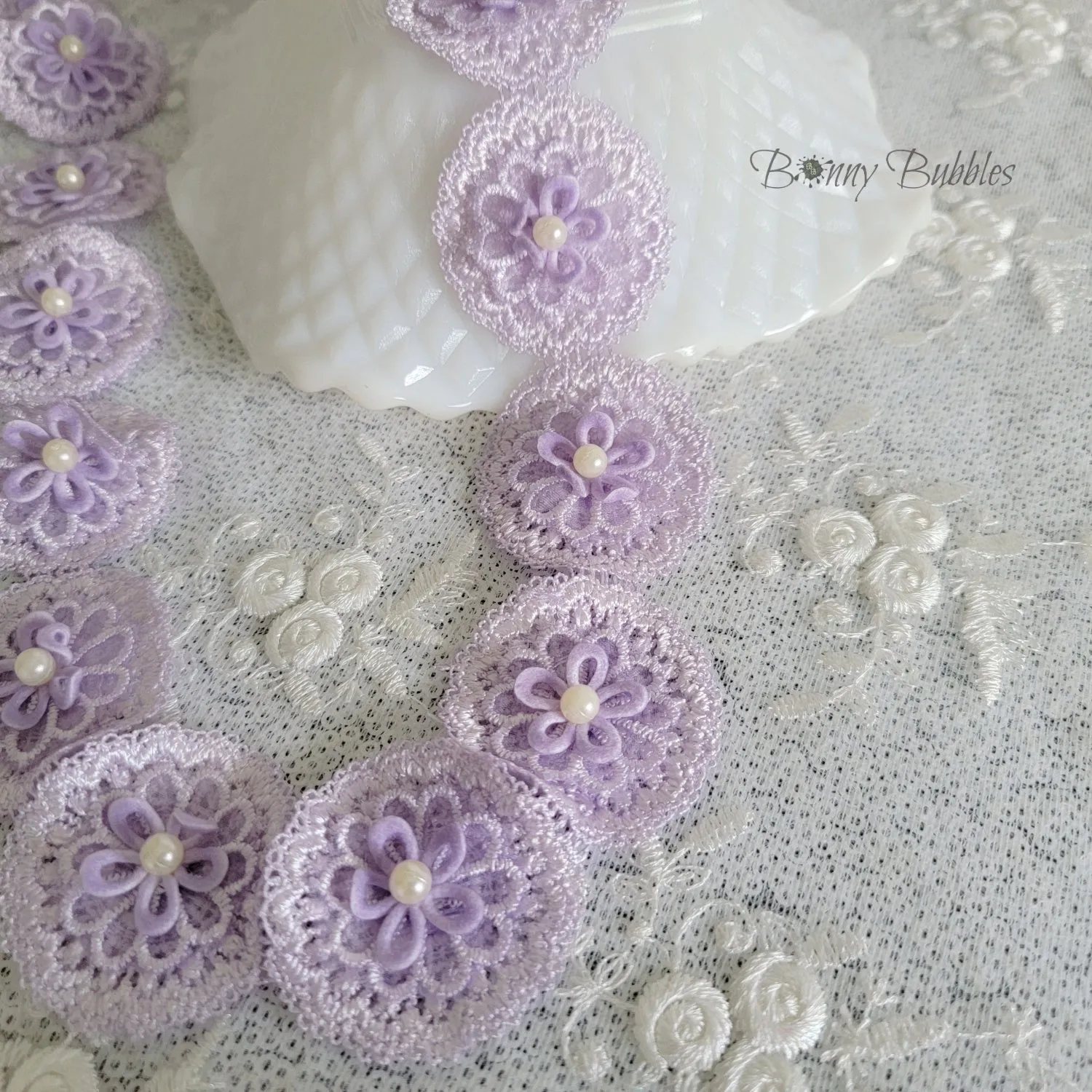 Purple Trim - by the Yard, 3D Flowers