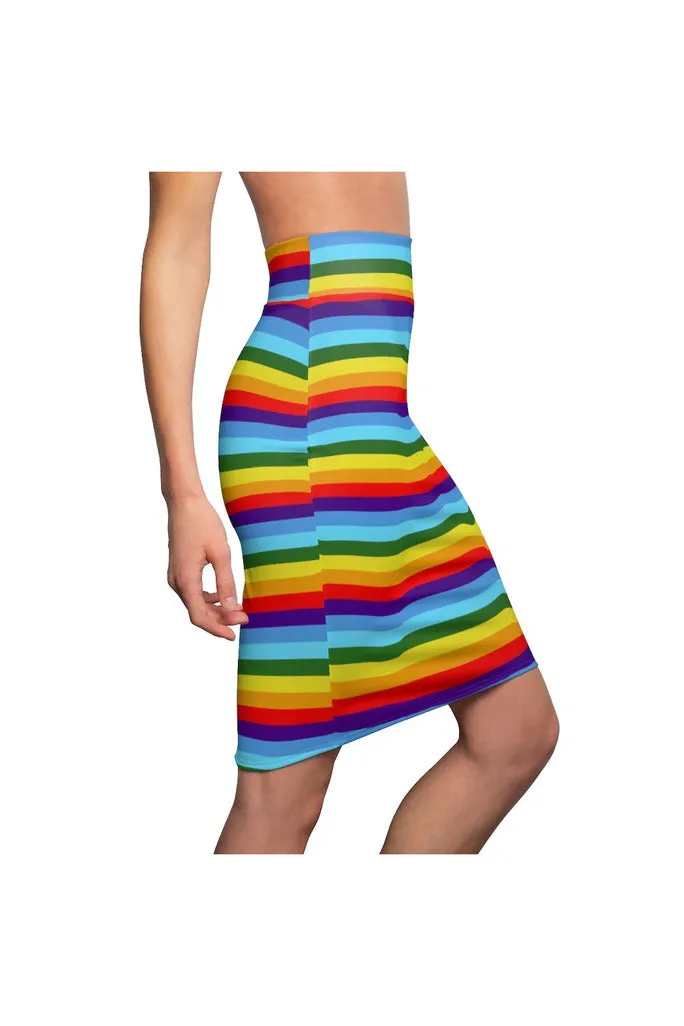 Rainbow Colored Women's Pencil Skirt
