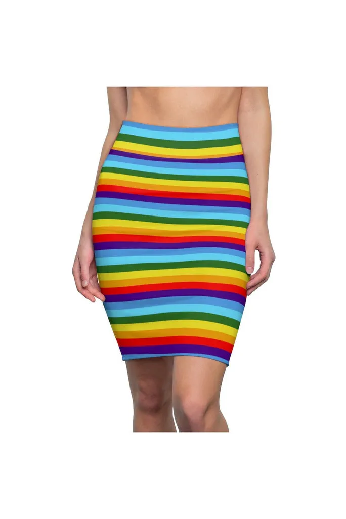 Rainbow Colored Women's Pencil Skirt