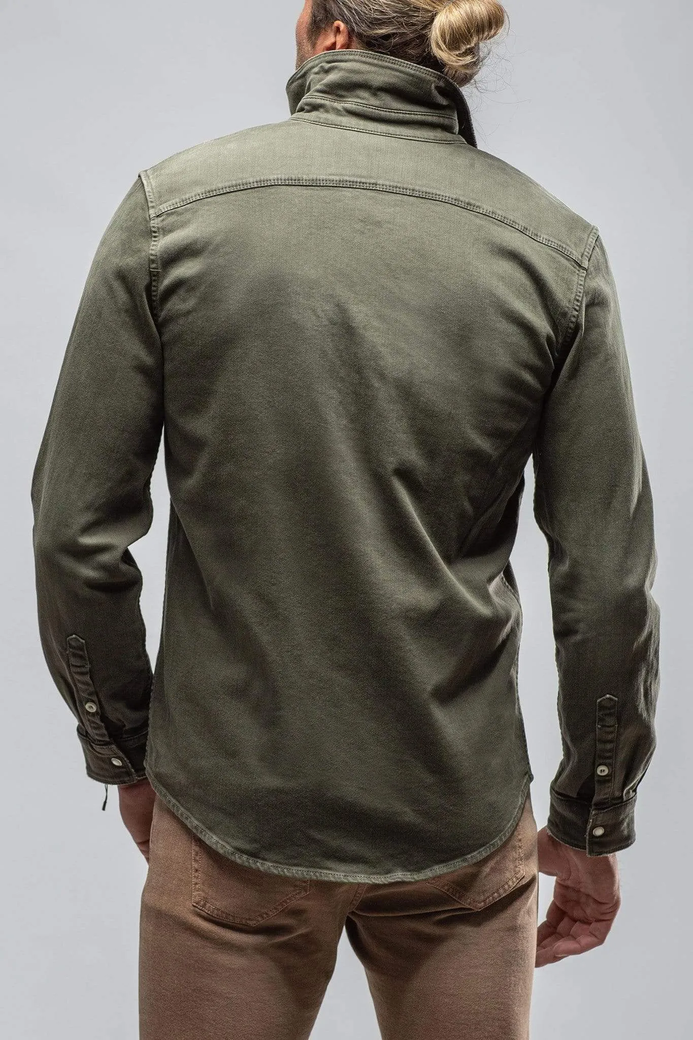 Ranger Colored Denim Snap Shirt In Army