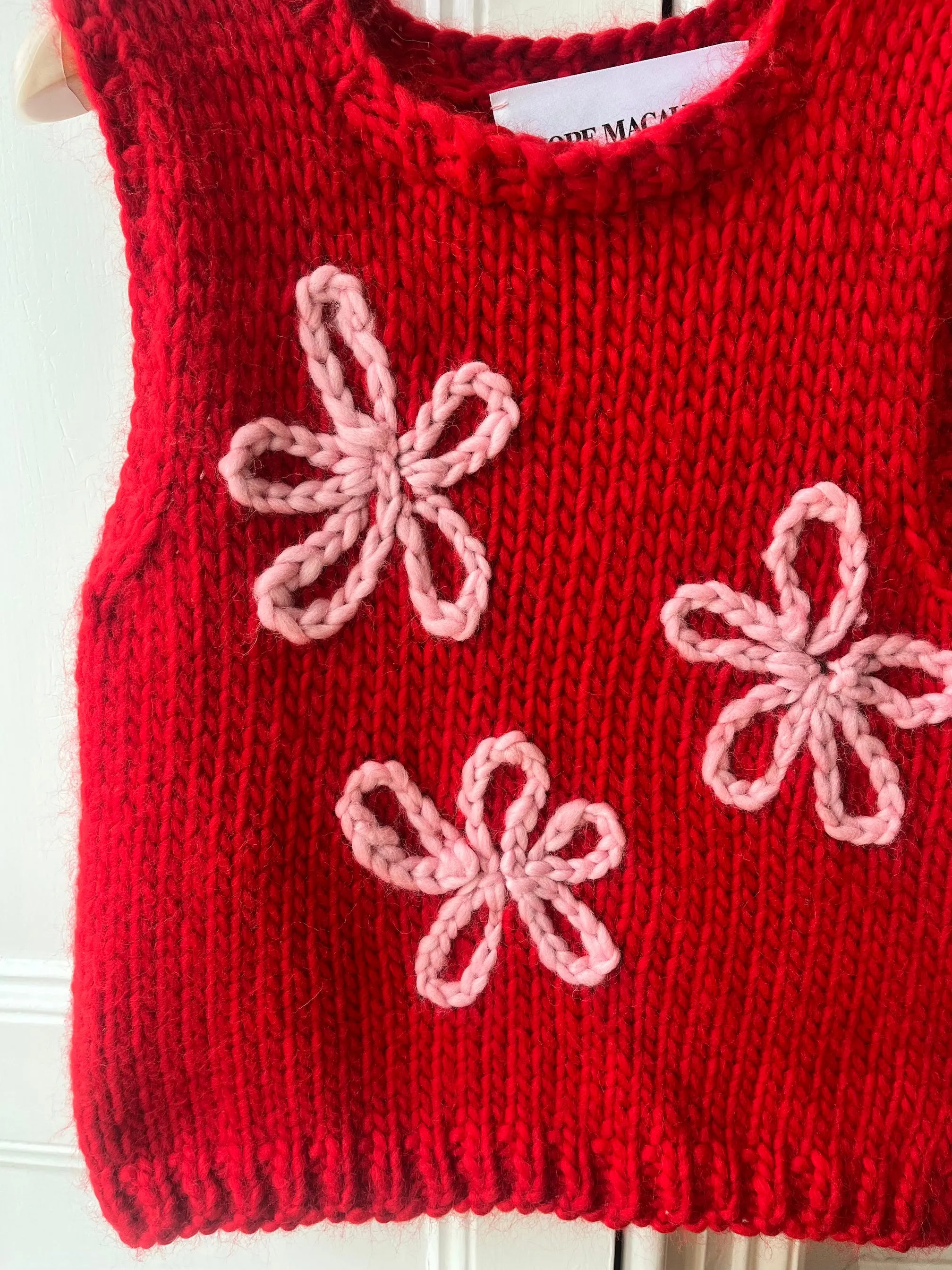 Red Floral Sweater Vest (Sample)