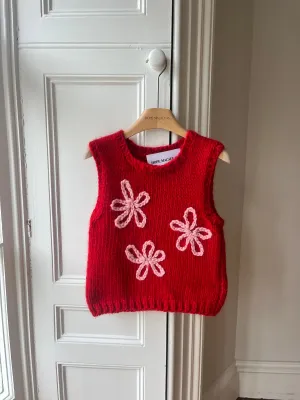 Red Floral Sweater Vest (Sample)