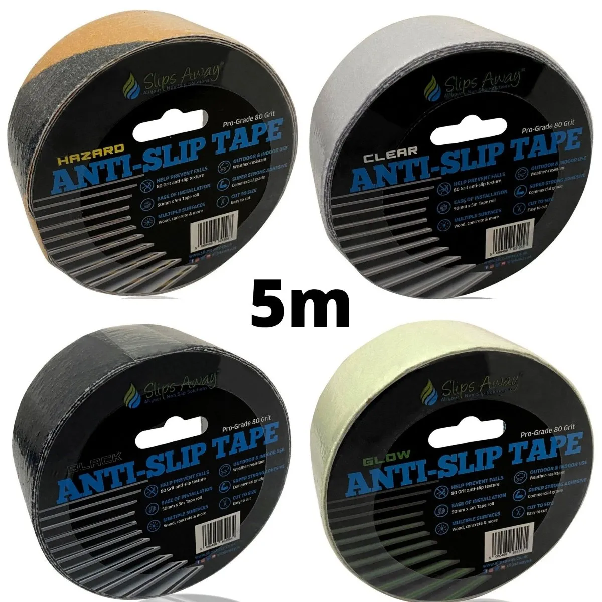 Short Length Anti Slip Tape Rolls - Standard Grade, 5 Metres | Non-Slip Safety Tape