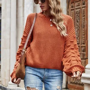 SHORT STYLE TONGLE KNIT PULLOVER SWEATER