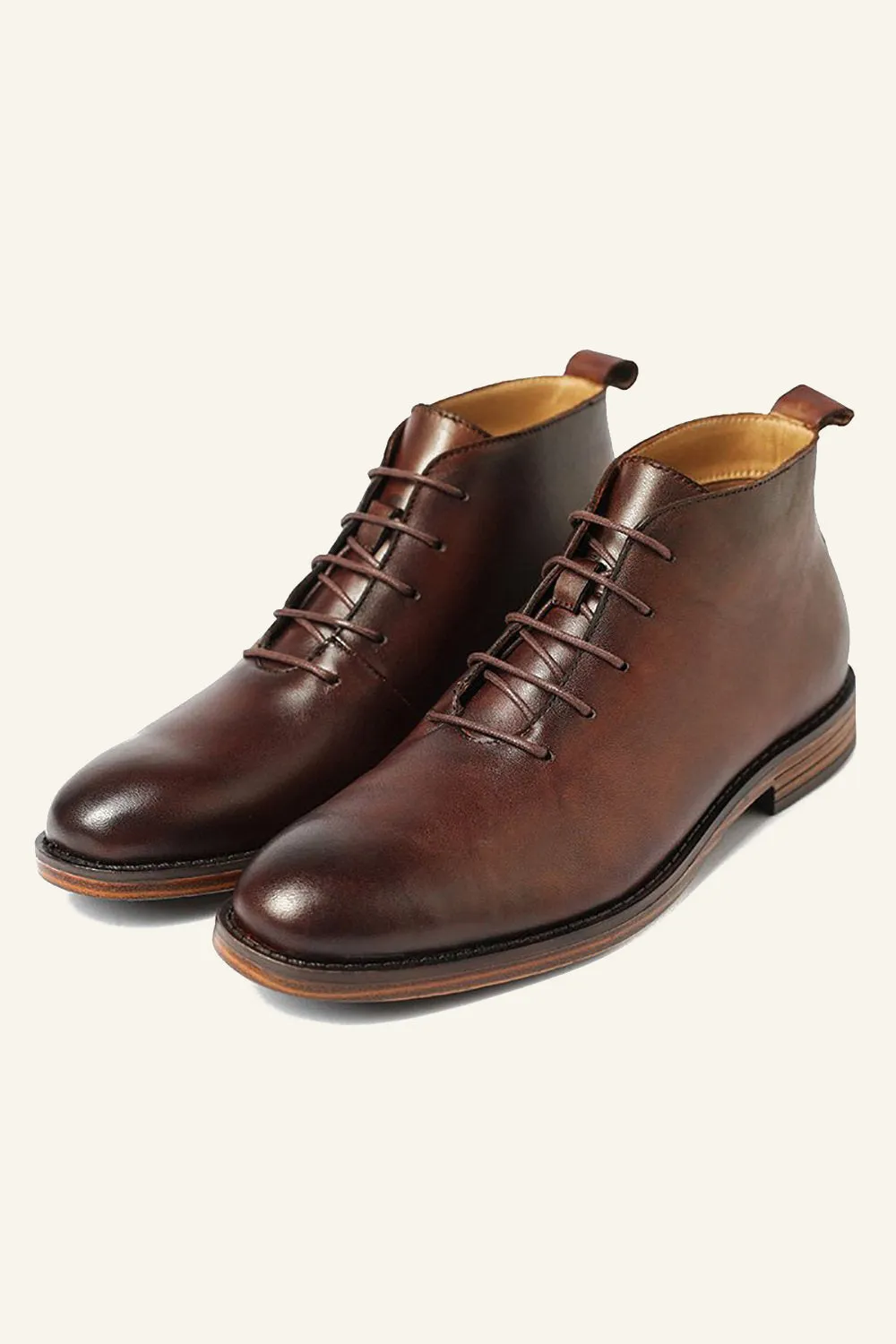 Soft Bottom Breathable High Top Round Toe Lace Up Men's Shoes