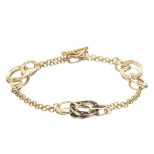 Soft Links Collection 14KT Yellow Gold Diamonds large links Bracelet with Black Rhodium