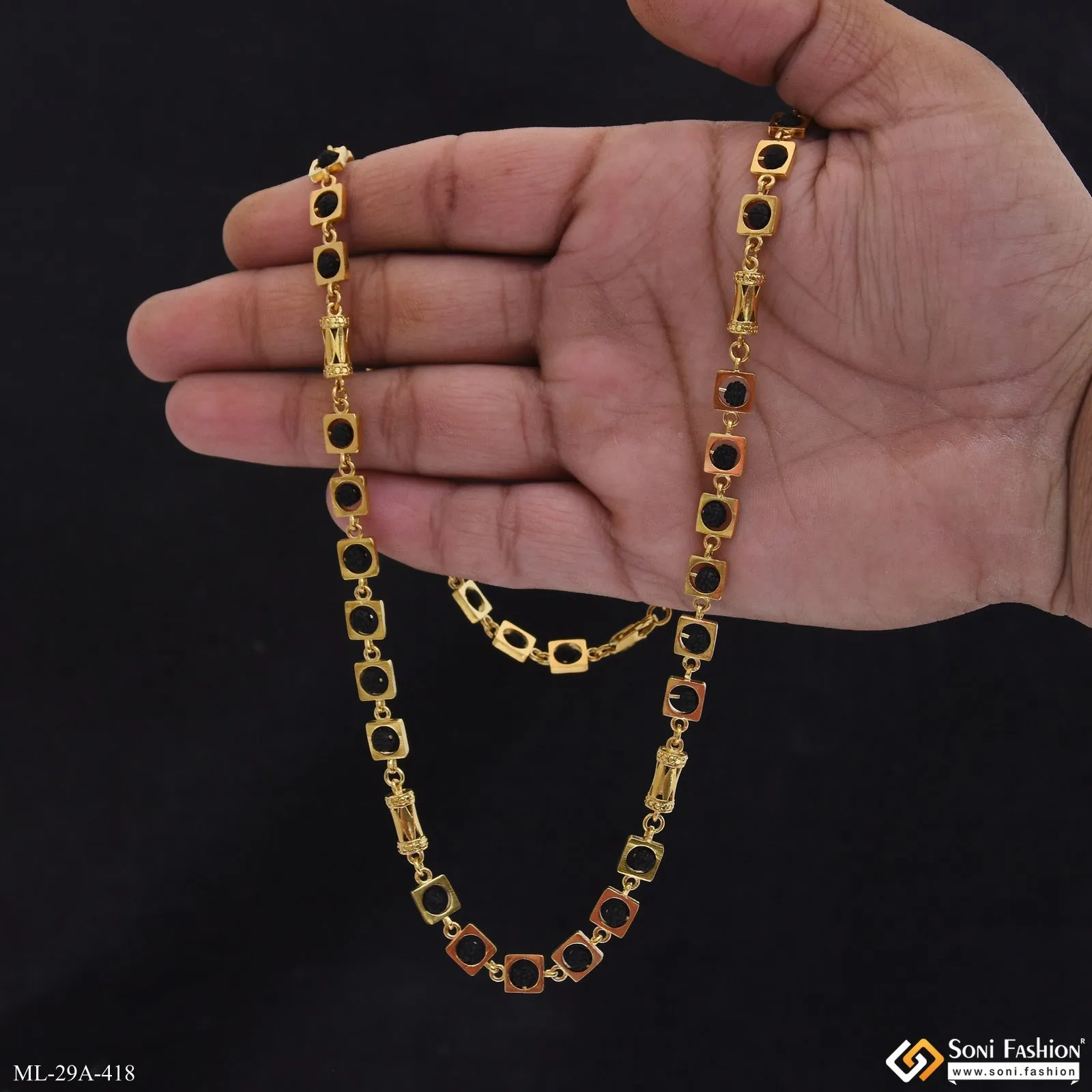 Sophisticated Design 18k Gold Plated Rudraksha Mala for Men - Style A418