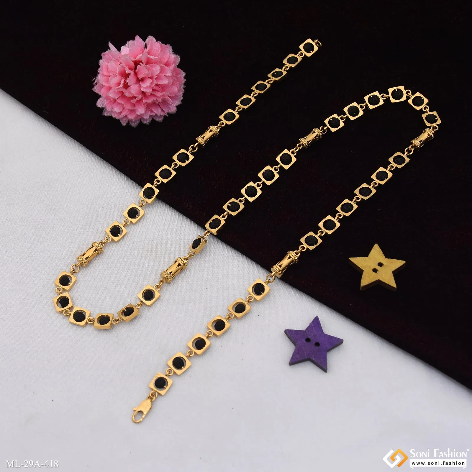 Sophisticated Design 18k Gold Plated Rudraksha Mala for Men - Style A418