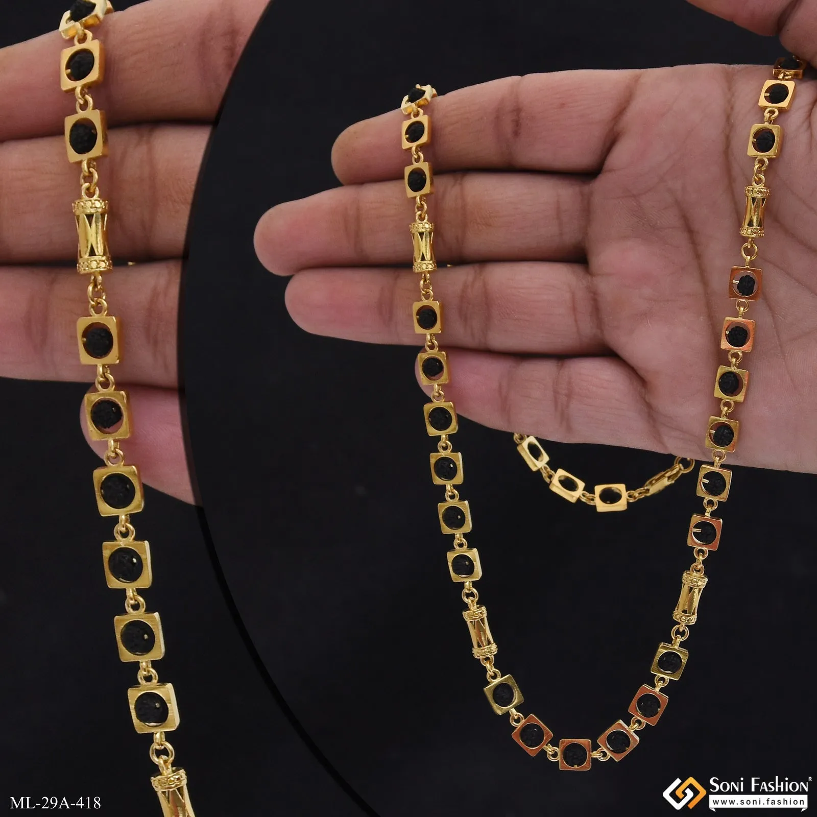 Sophisticated Design 18k Gold Plated Rudraksha Mala for Men - Style A418
