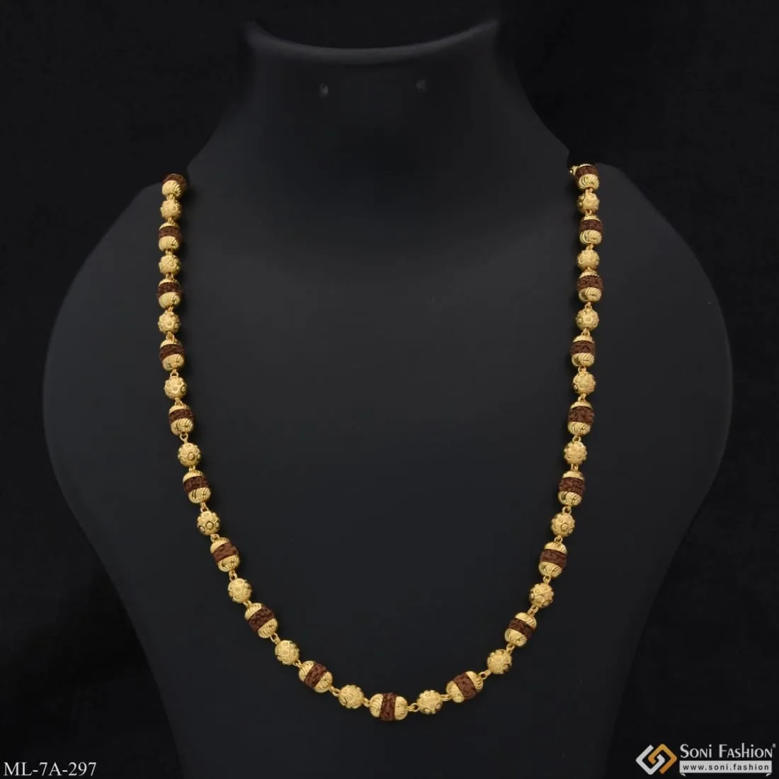 Sophisticated Design Antique Design Gold Plated Rudraksha Mala For Men - Style A297