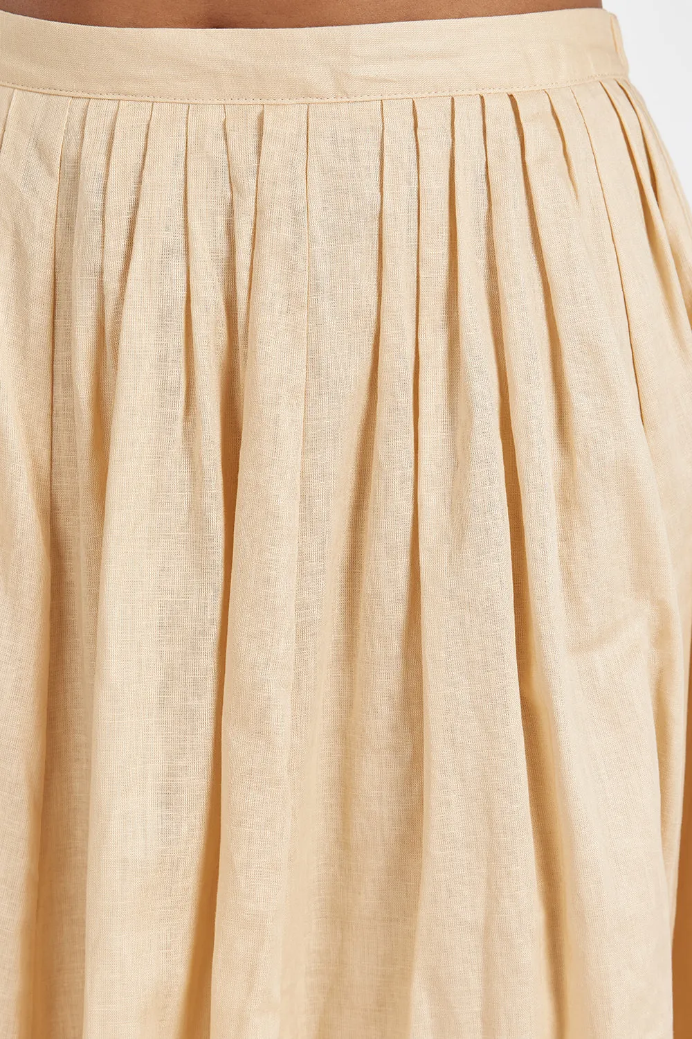 TIA SAND LINEN CIRCLE MIDI SKIRT