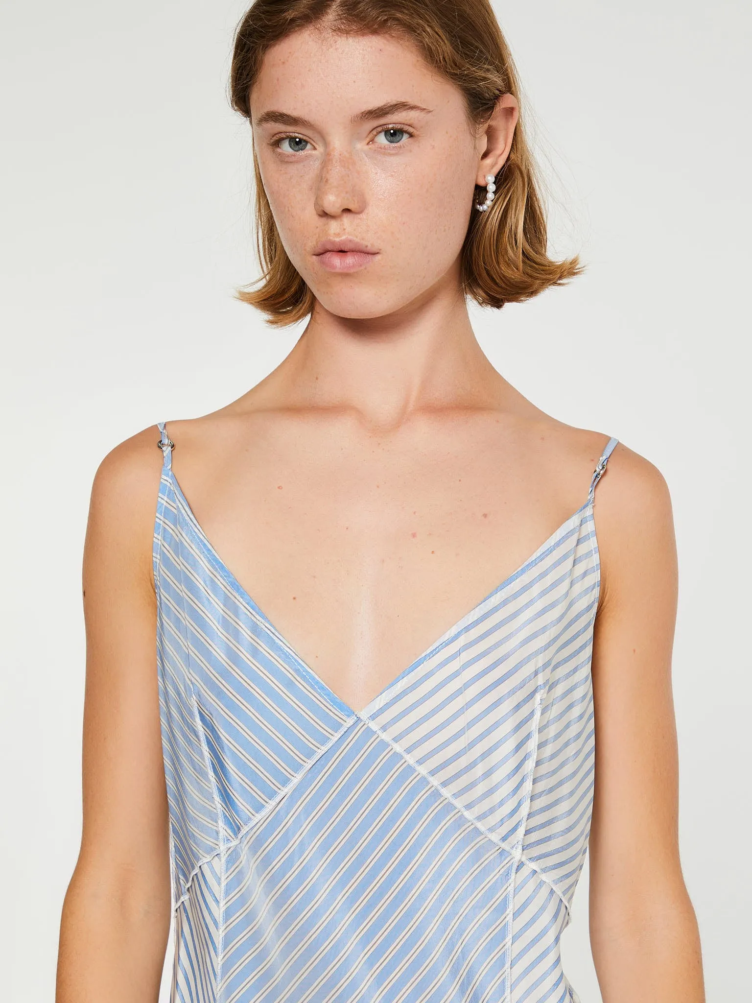 Tulip Slip-Dress in Blue Stripe