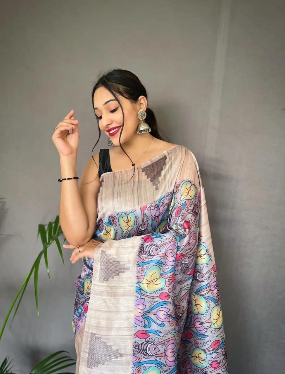 Tusser Sarees with Kalamkari Prints