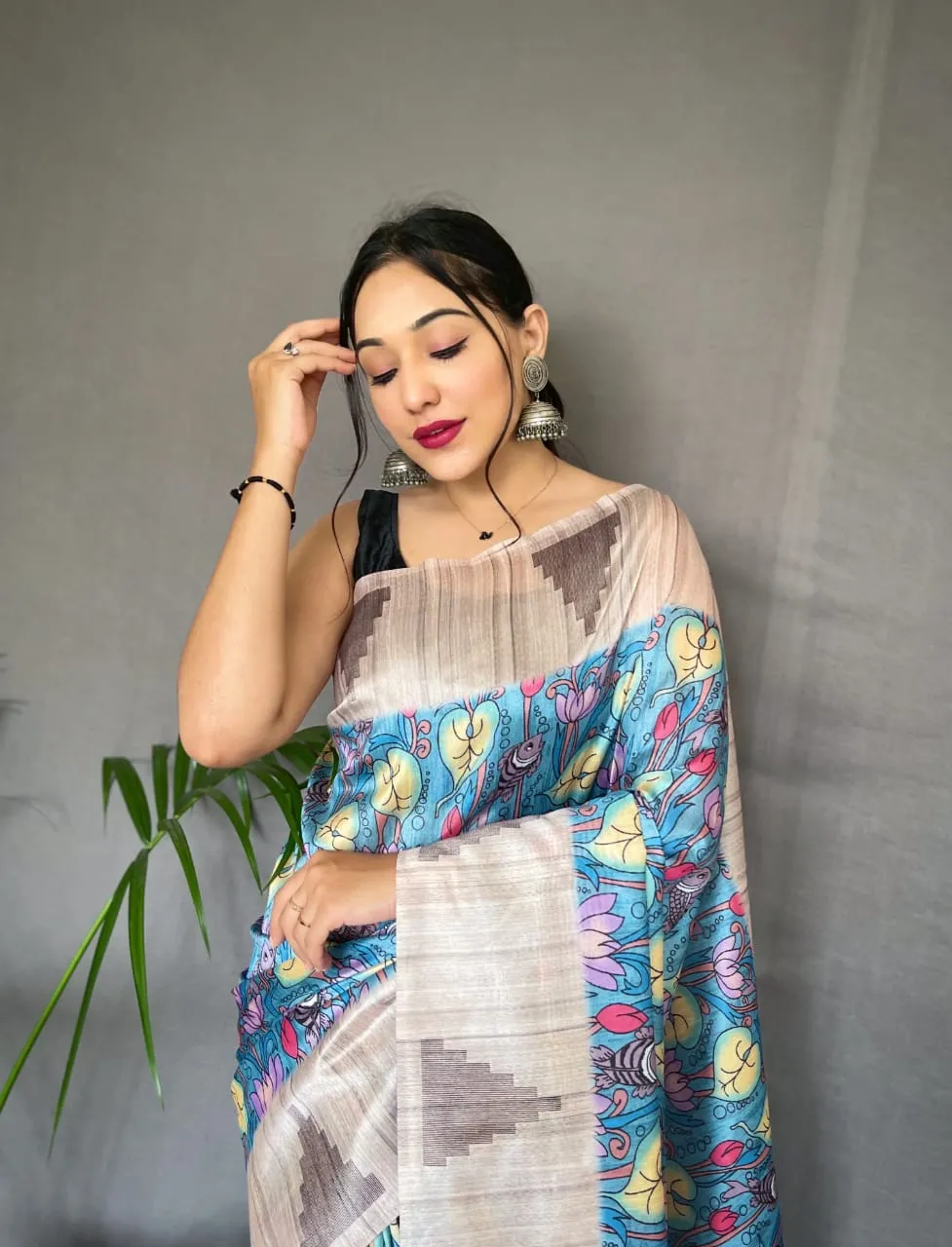 Tusser Sarees with Kalamkari Prints